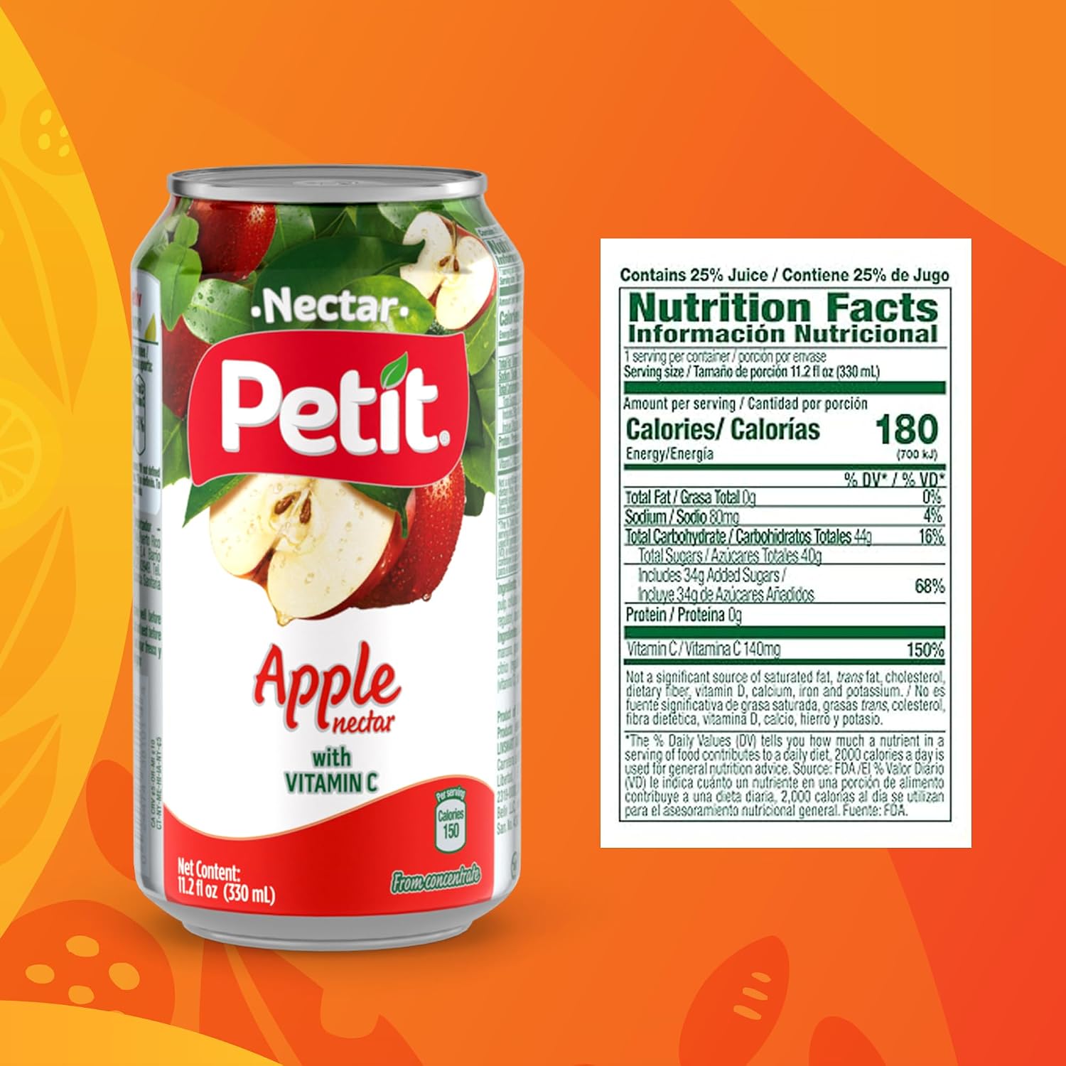 Petit Pineapple Nectar, 330 ml Cans (Pack of 24) – Refreshing Tropical Fruit Juice Beverage