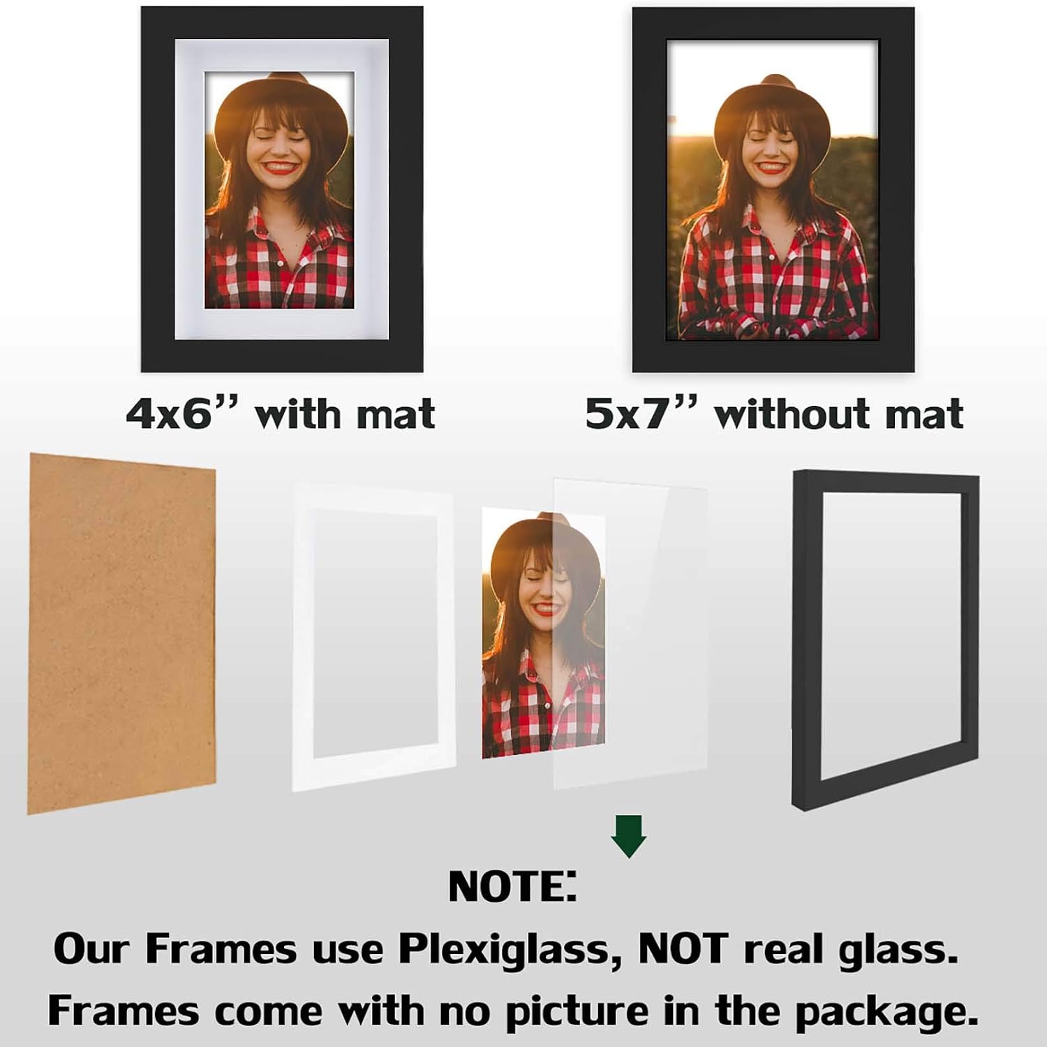 WUTL 8x8 Black Picture Frames Square