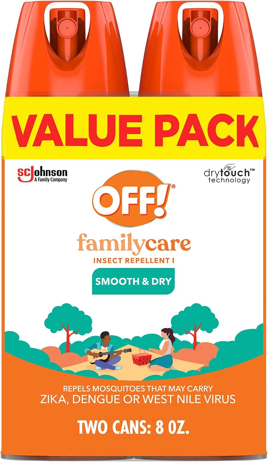 OFF! Family Care Mosquito & Tick Repellent Aerosol, Bug Spray Containing 15% DEET, Smooth & Dry Bug Spray, 4 Oz (Pack of 2)