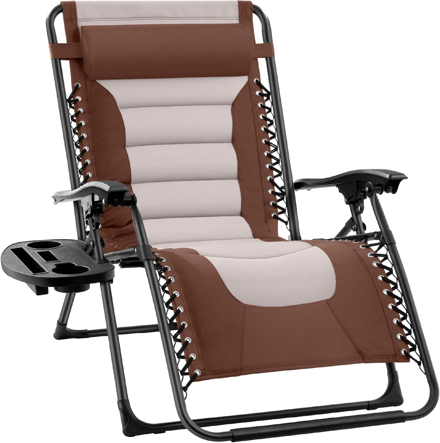 Best Choice Products Oversized Padded Zero Gravity Chair, Folding Outdoor Patio Recliner, XL Anti Gravity Lounger for Backyard w/Headrest, Cup Holder