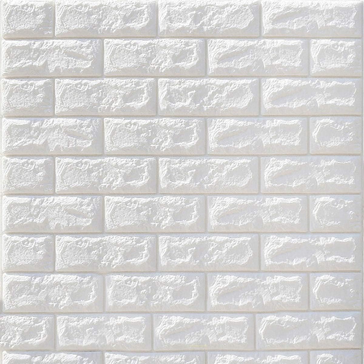 3D Self Adhesive Foam Wall Panels, 10 Tiles Cover 57 sq feet, Peel and Stick Brick Wallpaper for Living Room Bedroom Wall Decoration