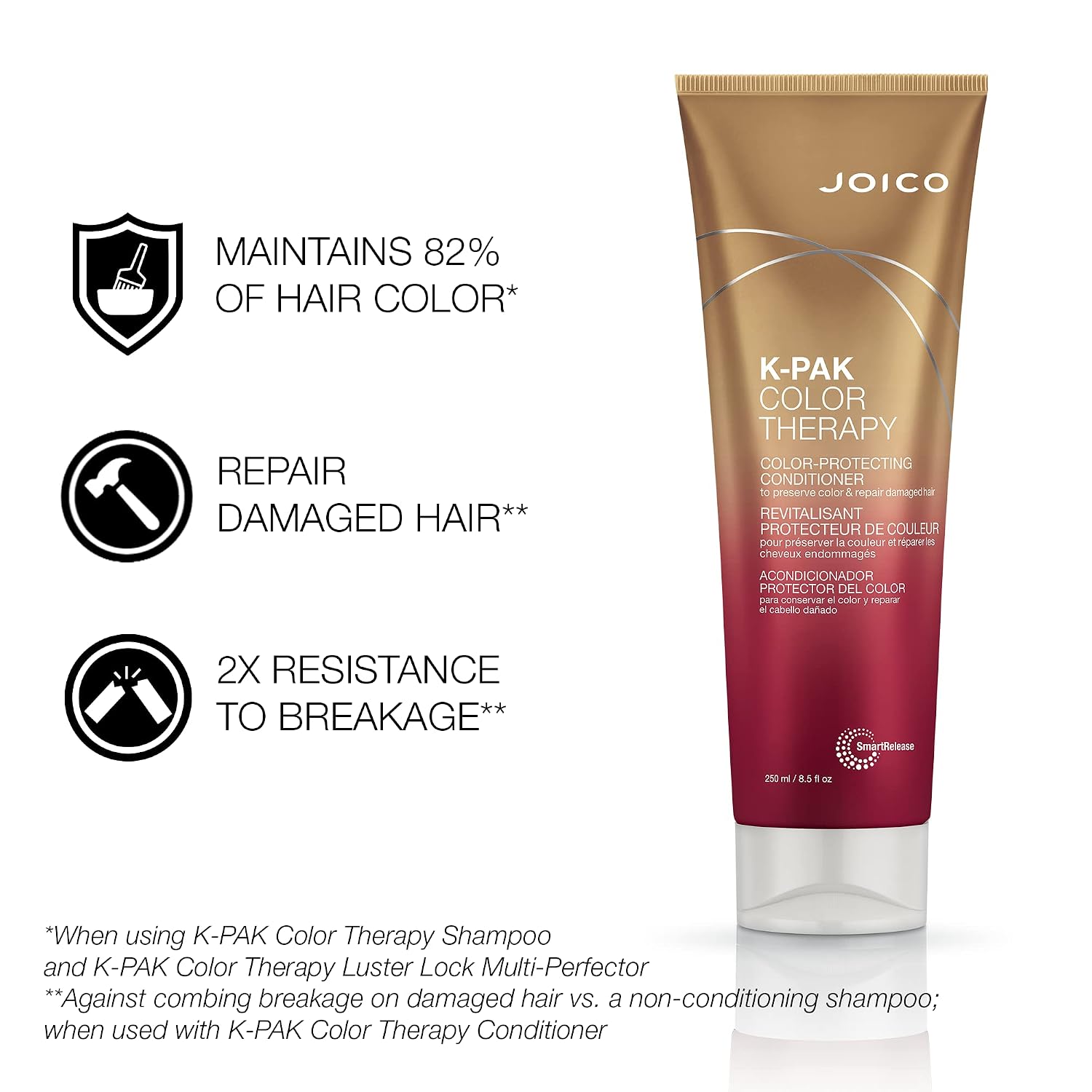 Joico K-PAK Color Therapy Color-Protecting Shampoo & Conditioner Set | For Color-Treated Hair | Boost Shine | Improve Elasticity | Repair Breakage | Rebuild Damaged Hair | With Keratin & Argan Oil