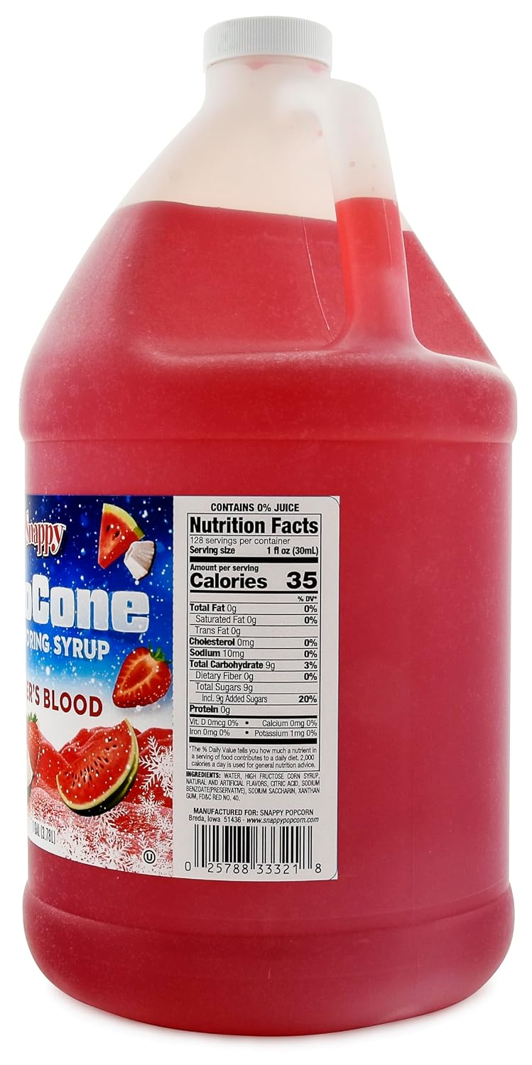 Snappy Green Apple Sno Cone Syrup, 1 Gallon (128 oz), Ready to Use for Snow Cone Machines and Shaved Ice