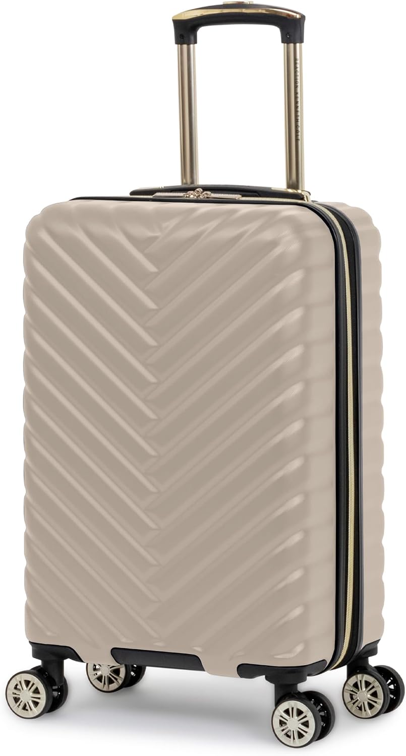 Kenneth Cole REACTION Madison Square Lightweight Hardside Chevron Expandable Spinner Luggage, Black, (28-Inch Checked)