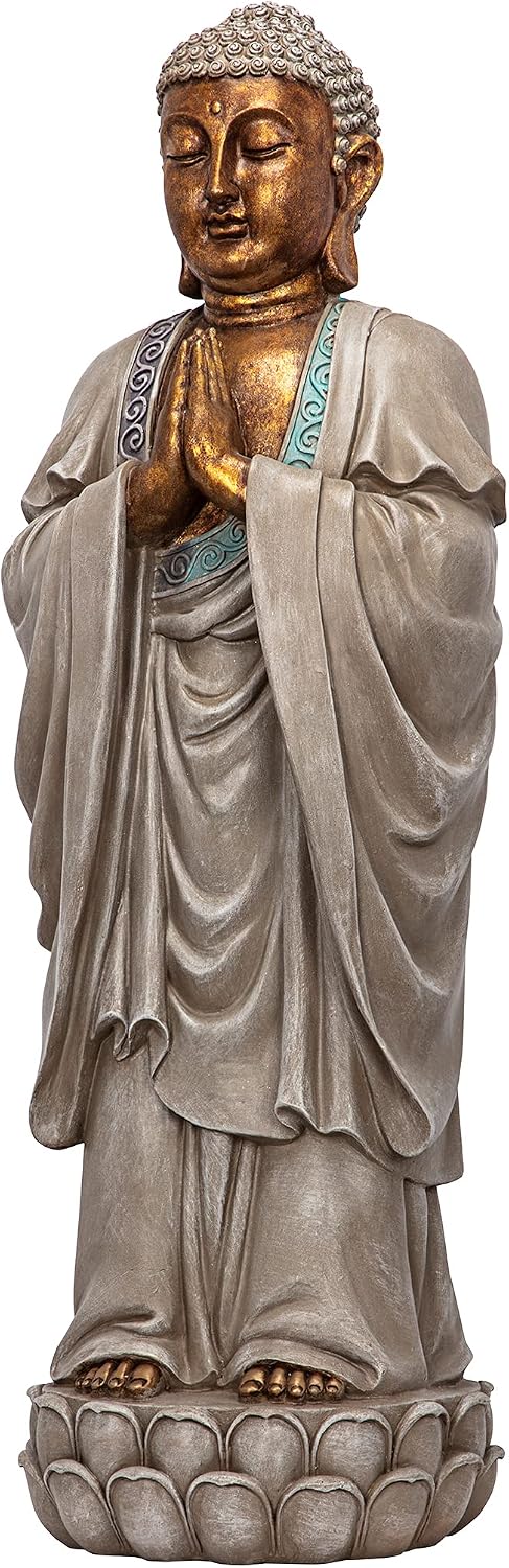 Design Toscano Jolly Hotei Laughing Man Asian Decor Indoor/Outdoor Garden Statue, 26 inches tall, Cast Stone Resin, Two Tone Stone Finish