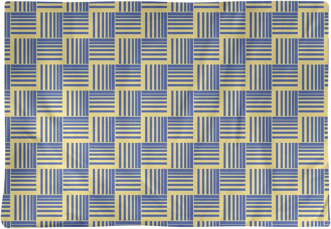 Dana Strider Two Color Basketweave Stripes Table Placemat, 18 x 14, Yellow & Blue