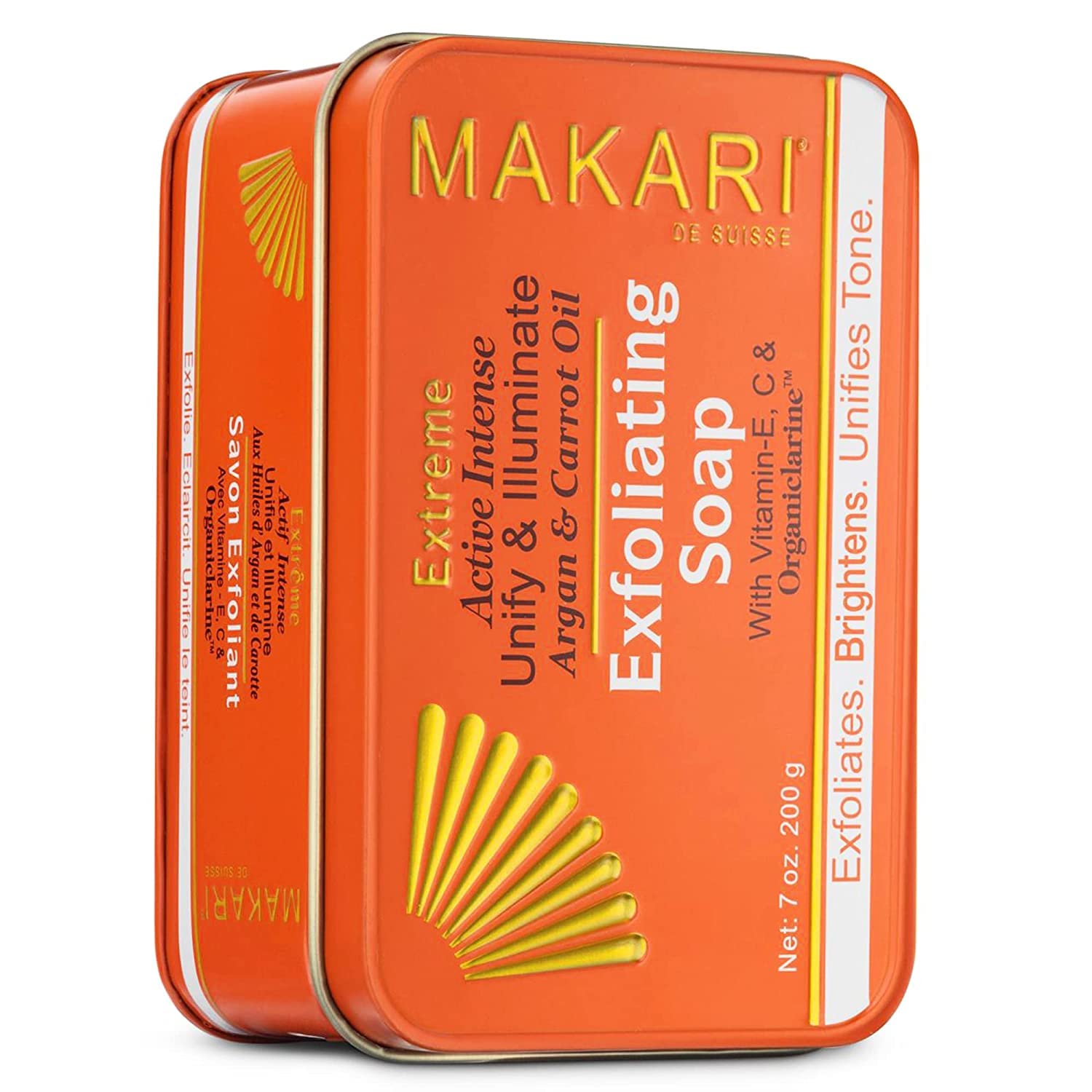 MAKARI Exclusive Active Intense Exfoliating Soap (7oz) | Unify & Illuminate | Advanced Brightening Bar for Dark Spots and Blemishes | Exfoliates Dead Skin Cells and Helps Reveal Natural Skin Radiance