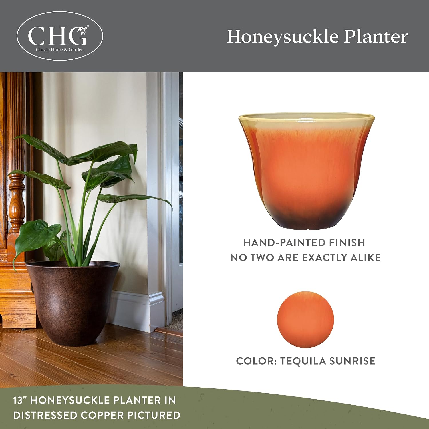 15" Honeysuckle Planter in Grained Beige