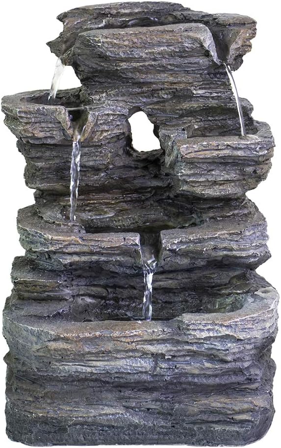 Ferris Island with LED Lights, Resin Tabletop, Small Rockery Fountain | Resin indoor desktop small rockery fountain, suitable for desktop decoration in offices, homes, and bedrooms