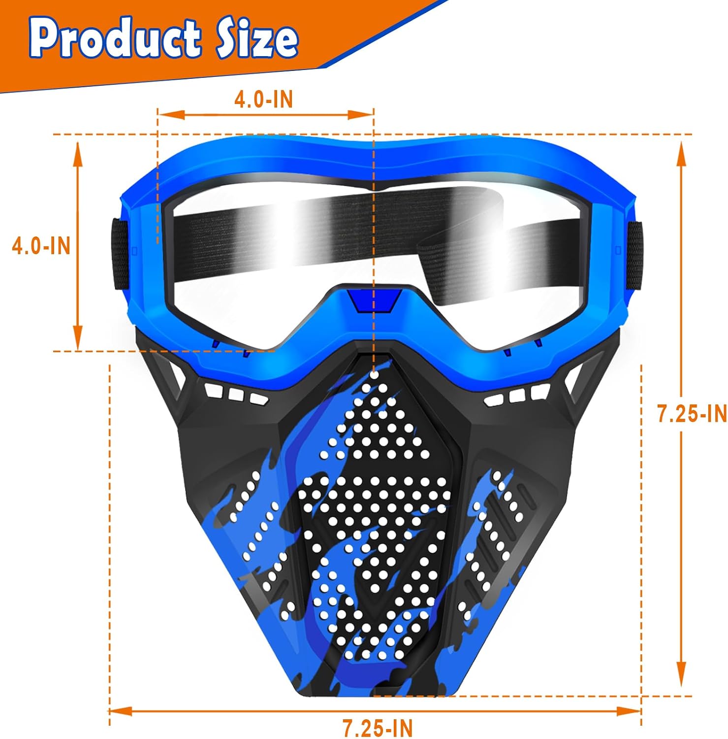 POKONBOY 2 Pack Tactical Mask with Goggles Compatible with Nerf Rival , Apollo, Zeus, Khaos, Atlas, & Artemis Blasters Rival Mask Red & Blue