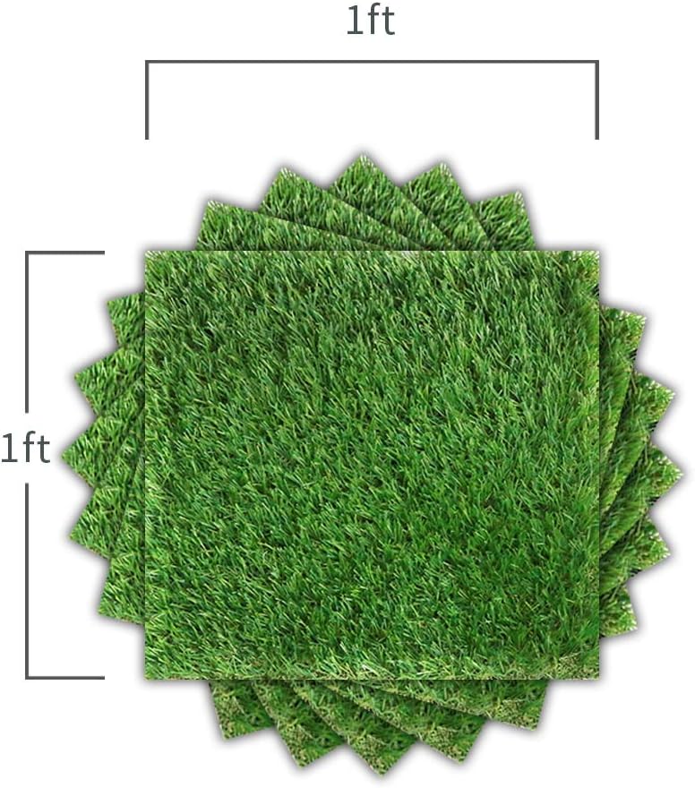SunVilla Artificial Grass Square Tiles - 12 x 12 Inch Small Turf Grass Craft Piece Indoor Outdoor Wall Decorations for Wedding, Christmas