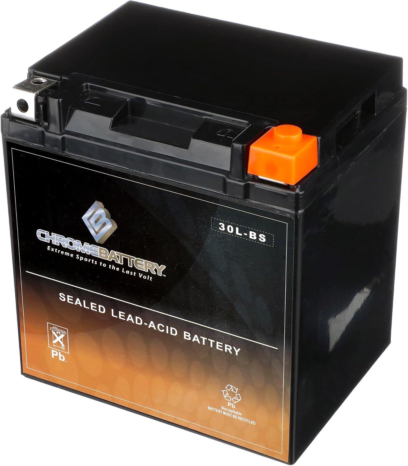 CB CHROMEBATTERY YTX30L-BS 12V 385 CCA AGM – Maintenance-Free 30Ah Battery for Harley, ATV, UTV, Snowmobile, Jet Ski – T3 Nut & Bolt Terminal – Fits Harley Touring, Polaris Sportsman 850