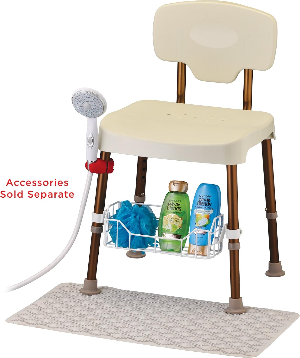 NOVA Medical Products Bariatric Shower and Bath Chair with Back, Heavy Duty 500 lb. Weight Capacity, White, 1 Count (Pack of 1)