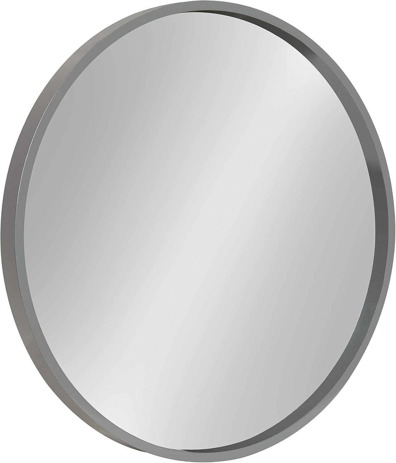 Kate and Laurel Travis Round Wood Wall Vanity Mirror, 22 Inch Diameter, Gray