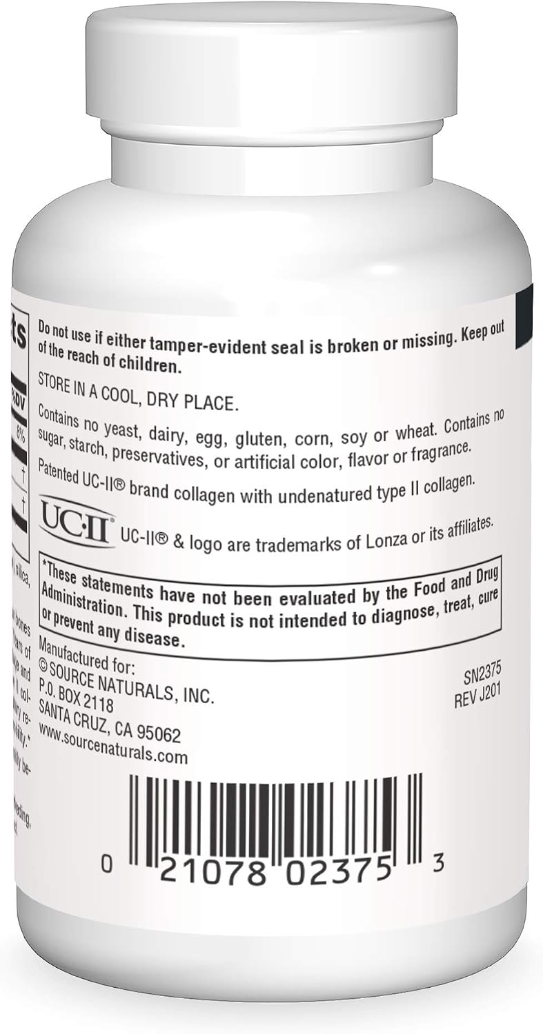 Source Naturals, UC-II, 40 mg - 60 Capsules | Undenatured Collagen Joint Comfort*