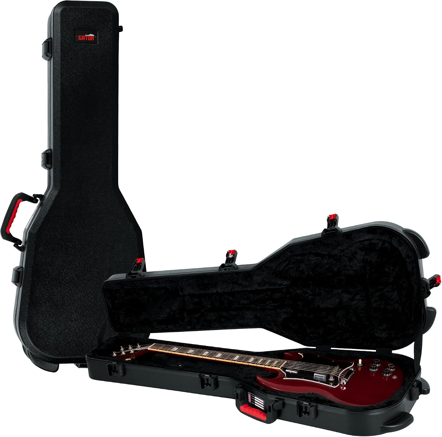 Gator Cases Molded Flight Case For SG Style Double Cut Away Guitars With TSA Approved Locking Latch, (GTSA-GTRSG)