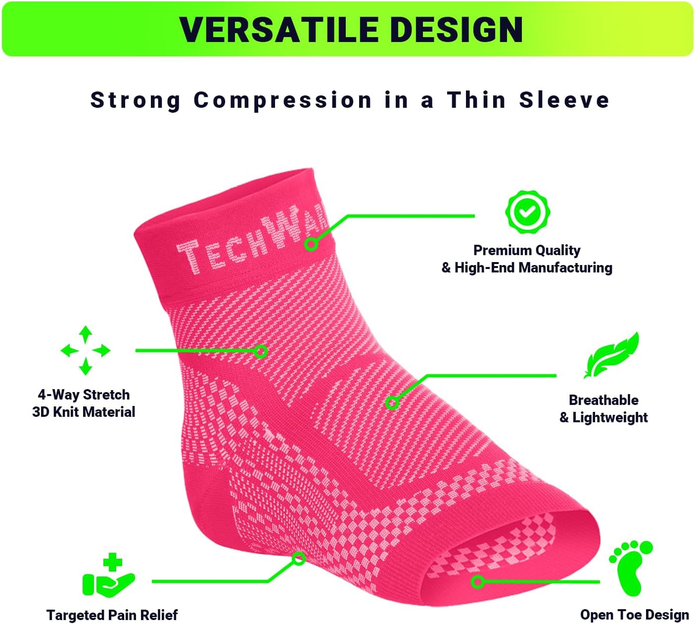 Ankle Brace Compression Sleeve - Plantar Fasciitis Sock. Relieves Achilles Tendonitis. Foot Arch Support Reduces Joint Pain, Swelling & Heel Spur Pain. Injury Recovery Braces for Sports
