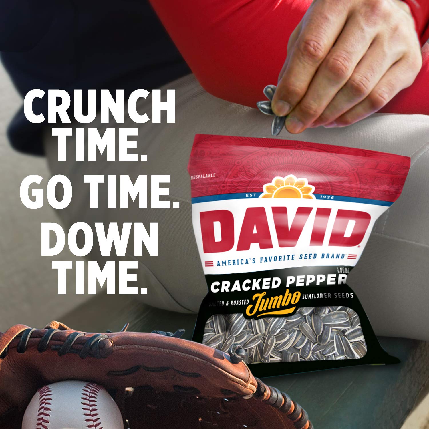 DAVID Jumbo Sunflower Seeds, Cracked Pepper Flavor, 5.25 oz.