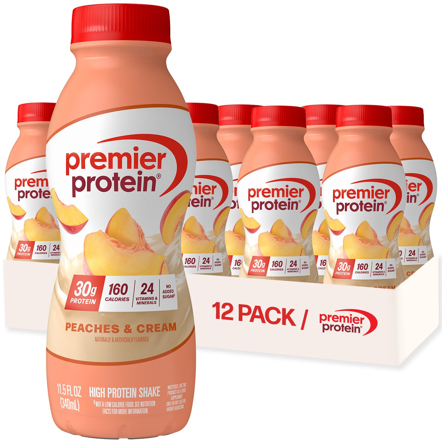 Premier Protein 30g High Protein Shake, Vanilla, 12 Pack | 160 Calories, 24 Vitamins & Minerals, No Added Sugar, Supports Muscle Health, Gluten-Free, 11 oz