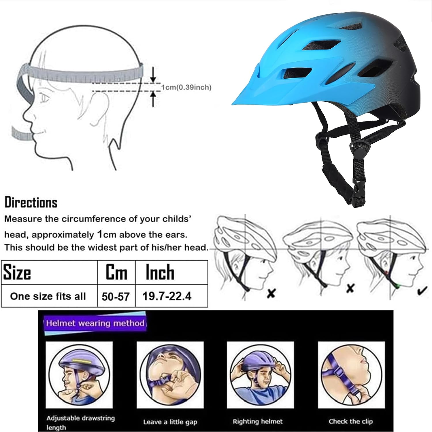 Kids Bike Helmet with LED Light for Youth Teen Toddler Boys Girls