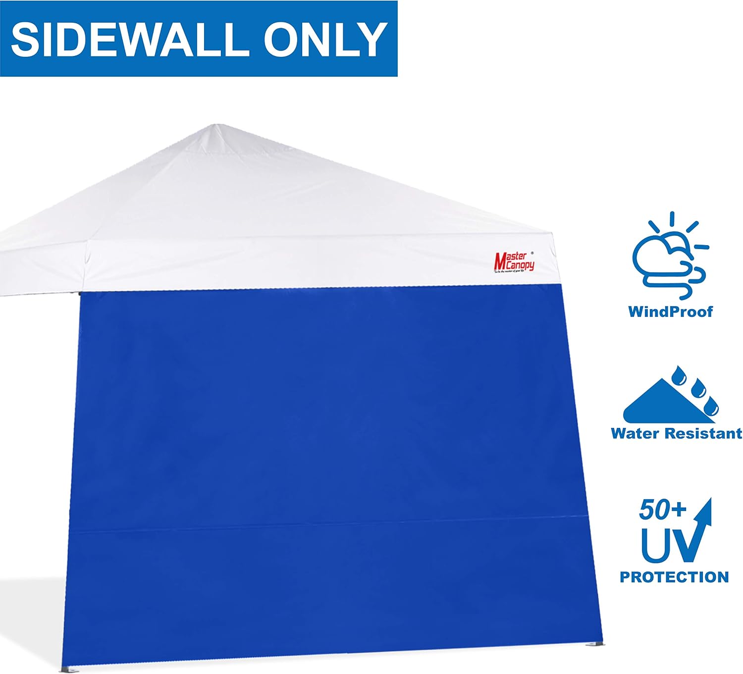 MASTERCANOPY SunWall Canopy Sidewall for 10x10 Slant Leg Canopy Tent, 1 Pack Sidewall Only (Black) | Waterproof UV‑blocking Durable Slant Leg SunWall Adds Shade and Blocks Wind for Canopies, Gazebos