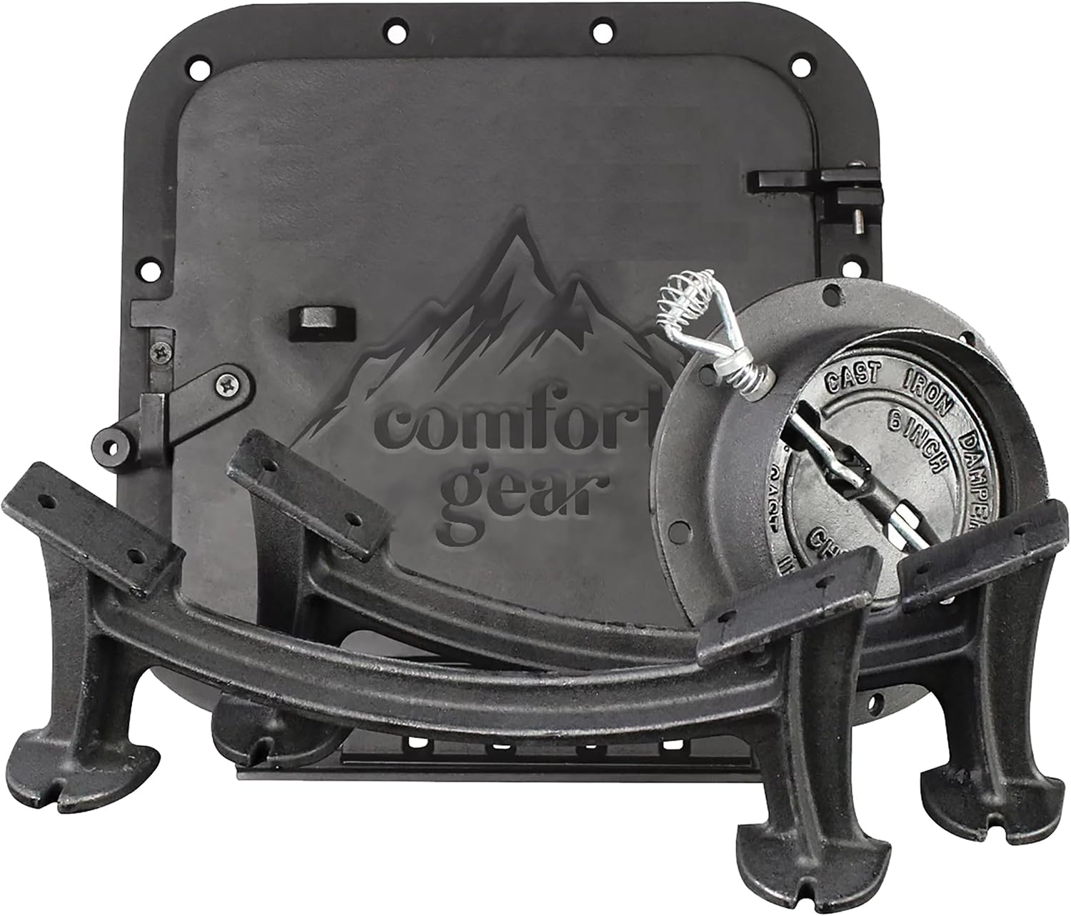 Barrel Camp Stove Kit, Barrel NOT Included - CGBK100 | Converts 36/55 Gallon Steel Drum Into Stove, Cast Iron, Easy Install, Legs, Door