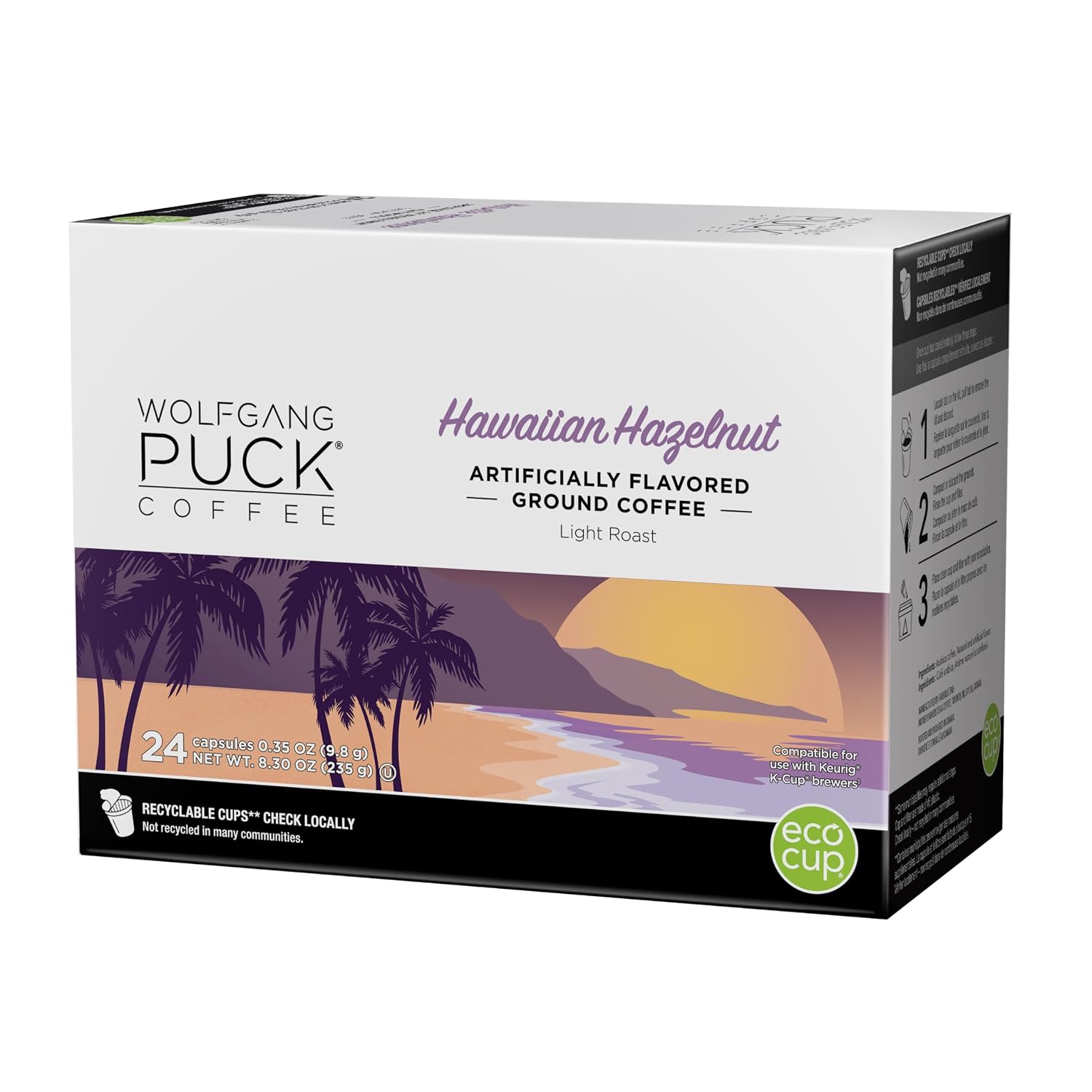 Wolfgang Puck Coffee Single Serve Capsules, Compatible with Keurig K-Cup Brewers, Hawaiian Hazelnut, 24 Count