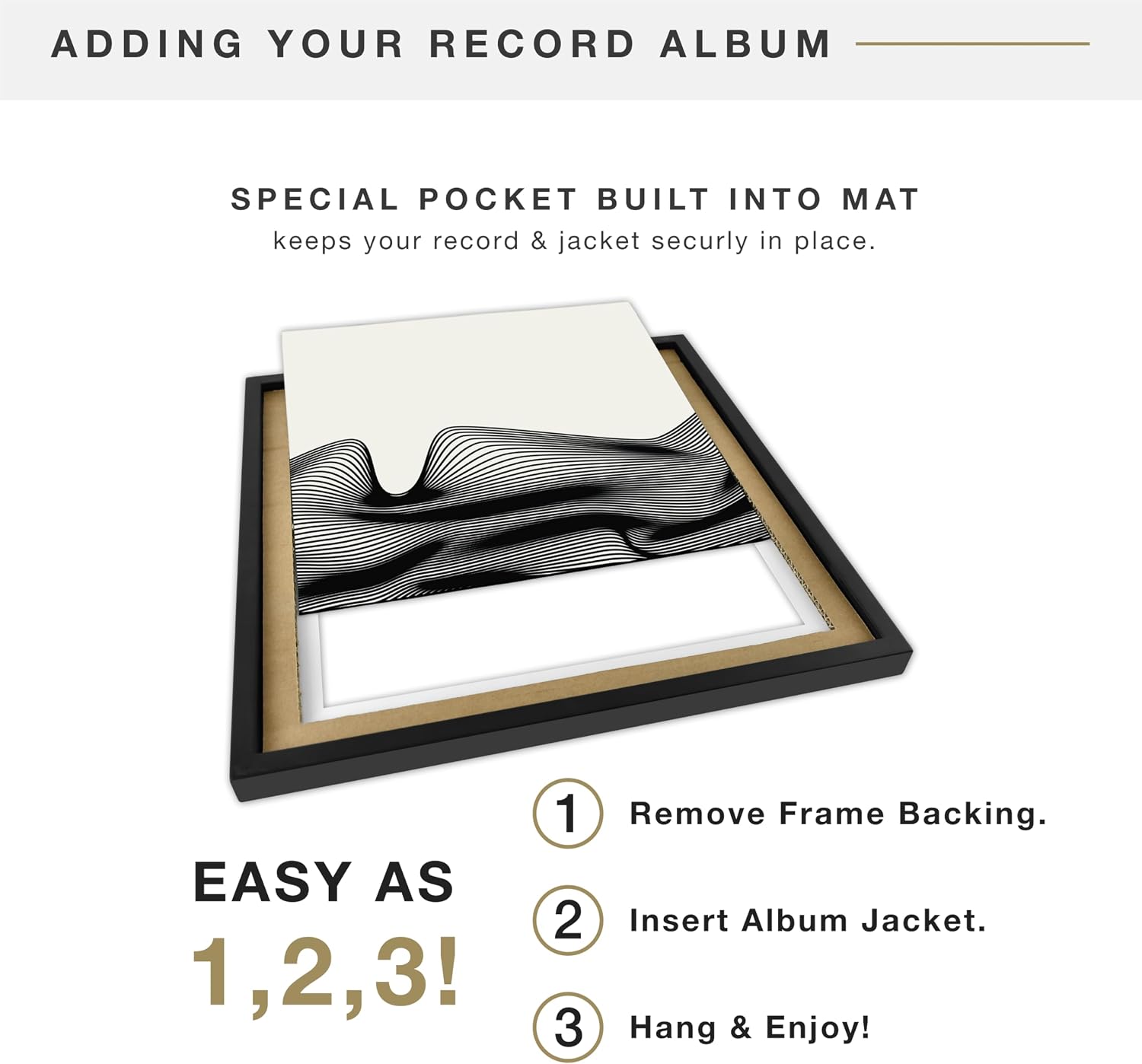 MCS Single Matted Record Album Frame, 15x15, Black