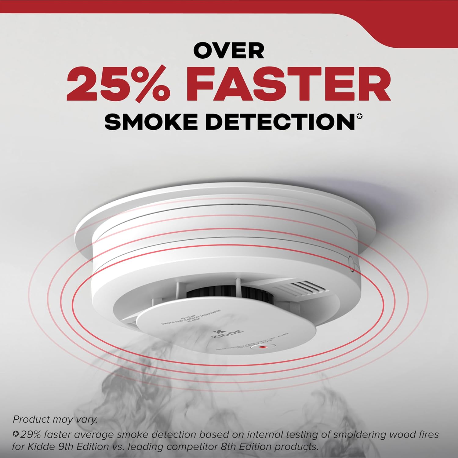 Kidde Smoke Detector, Hardwired Smoke Alarm with 9-Volt Battery Backup, Test-Reset Button, Interconnect Capability, 1 Count (Pack of 1), White