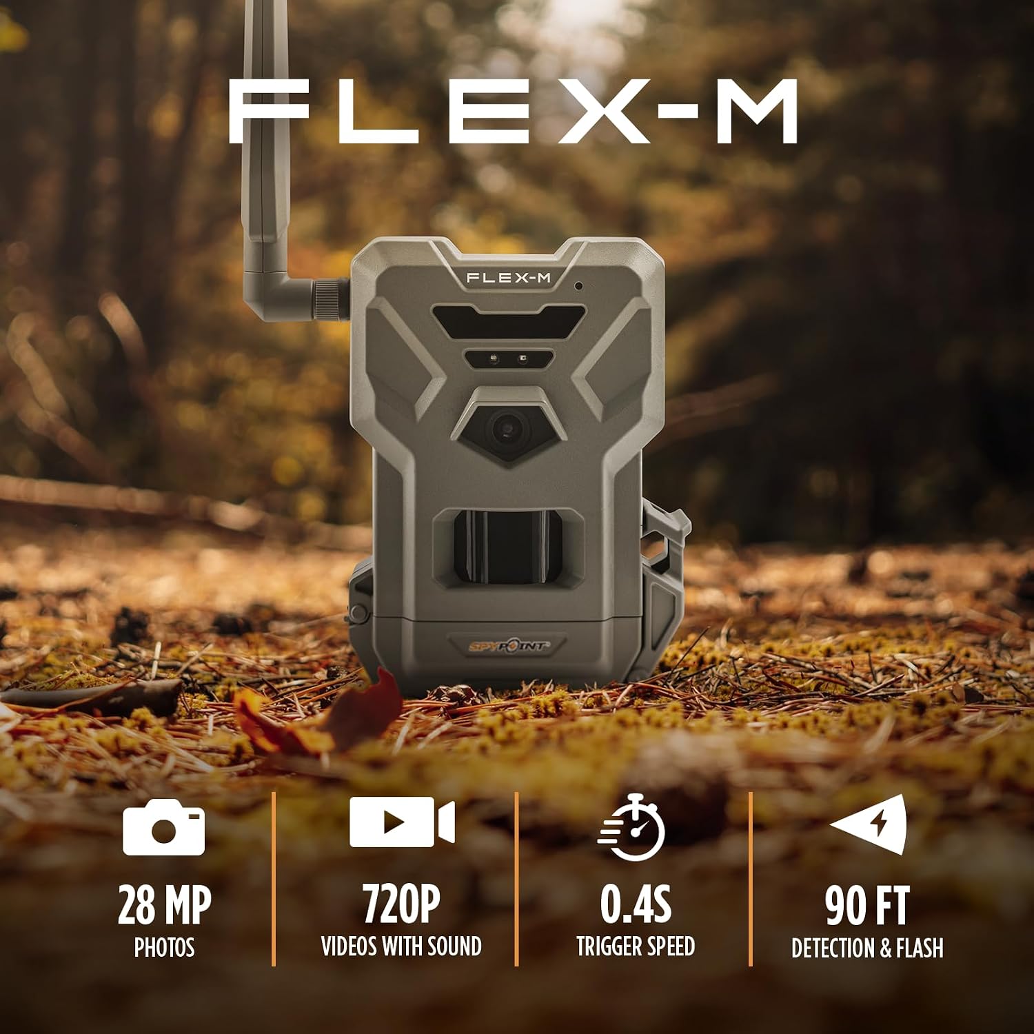 SPYPOINT Flex-M Twin Pack Cellular Trail Cameras - Best Hunting Accessories, No WiFi Needed, GPS, Night Vision, Dual-Sim LTE, IP65 Water-Resistant Game Camera, 28MP Photos, 720p Videos + Sound (2) | IP65 Water-Resistant Game, 720p Videos + Sound, 28MP Ph…
