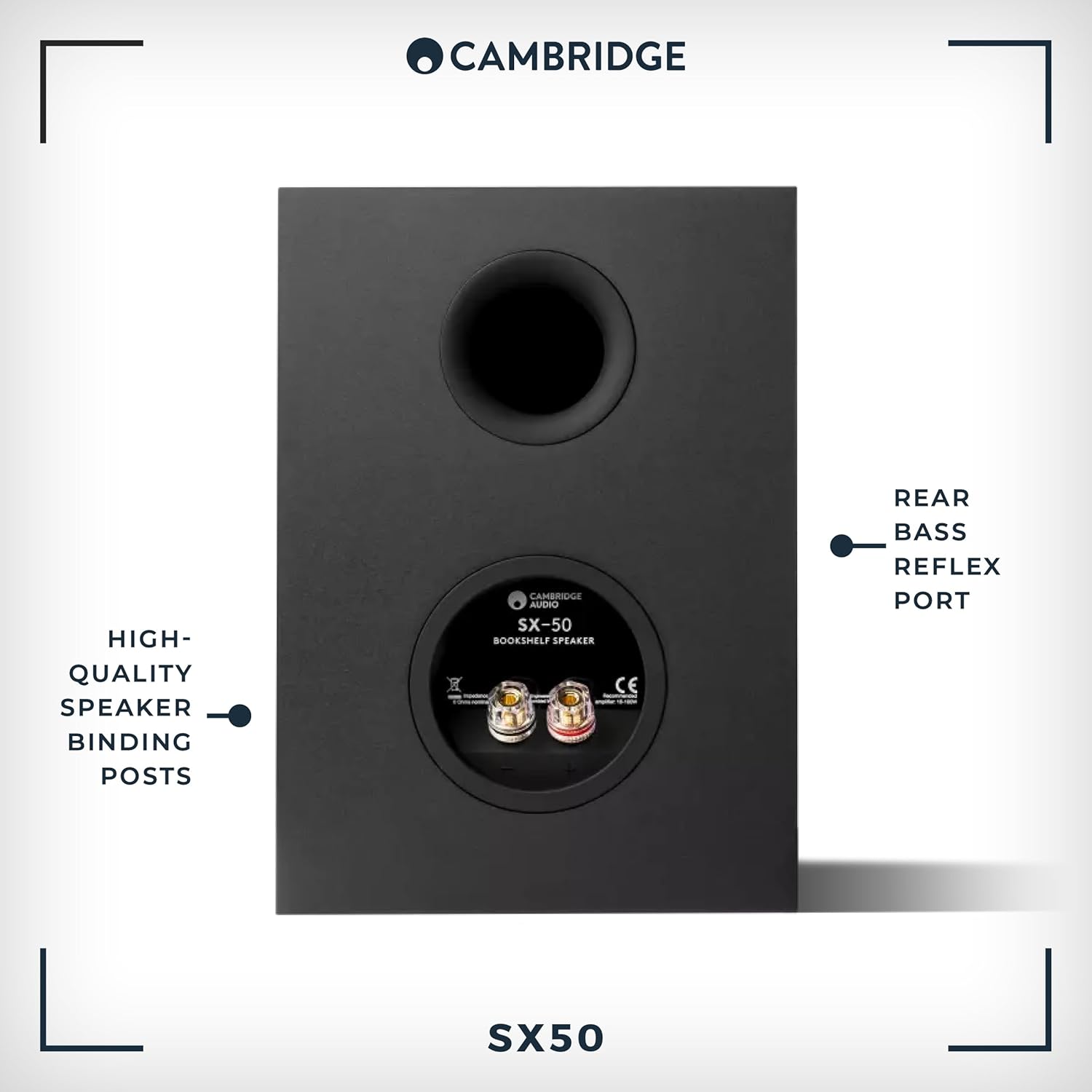Cambridge Audio SX-50 Bookshelf Speaker | 100 Watt Home Theater Compact Speaker Pair (Matte Black)
