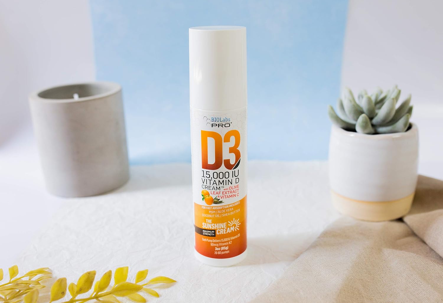 All Natural Vitamin D3 15000IU Vitamin D Cream, Maximum Strength Vitamin K2 | Fight Vitamin D Deficiency Naturally, with Olive Leaf Extract