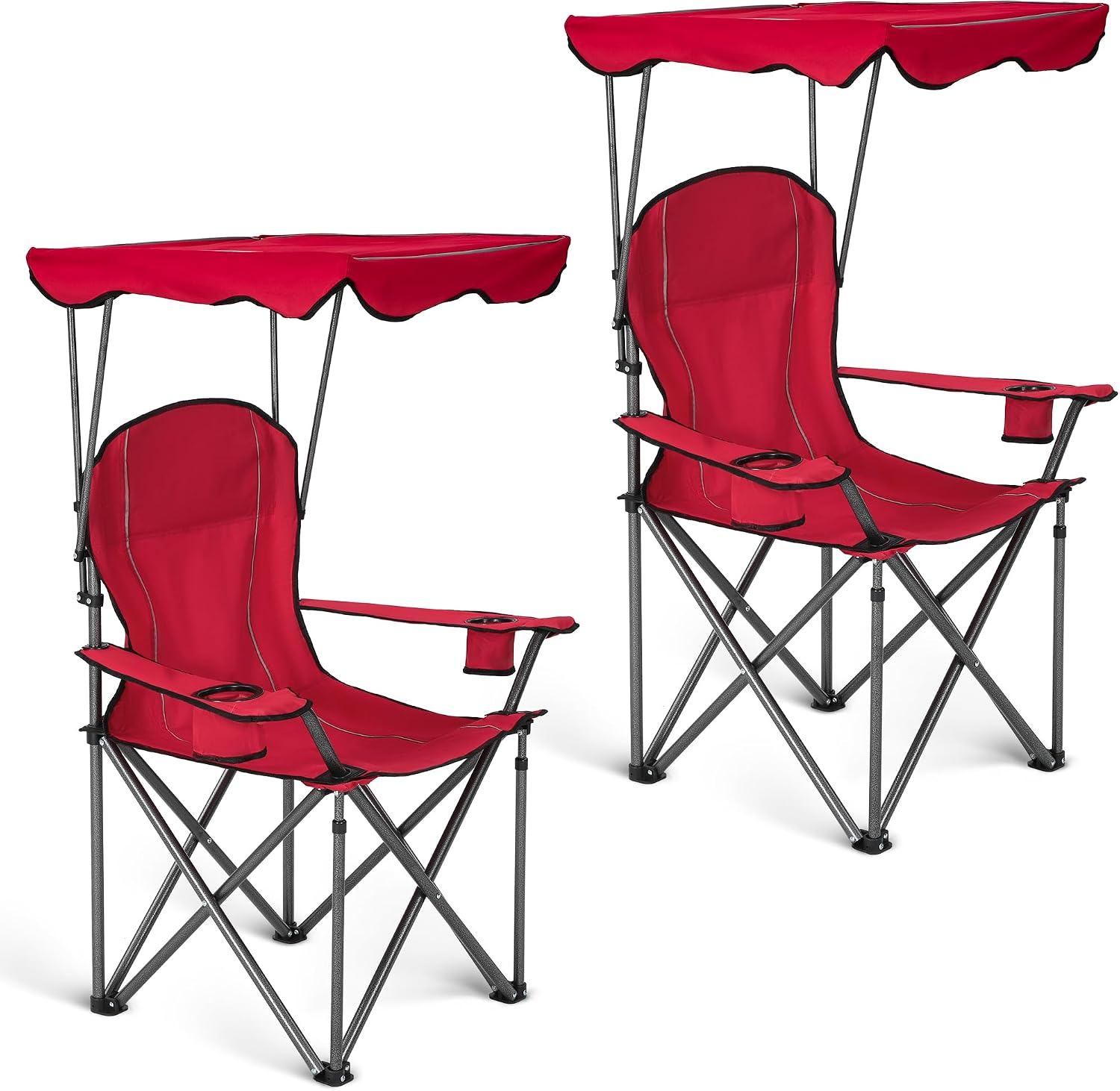 ALPHA CAMP Heavy Duty Canopy Camping Chairs with Adjustable Sunshade | Heavy duty 400 LBS, Steel Frame, Sturdy, Ergonomic,600D Oxford fabric ,Phone holder Cup holder,Carry Bag,Easy to set up