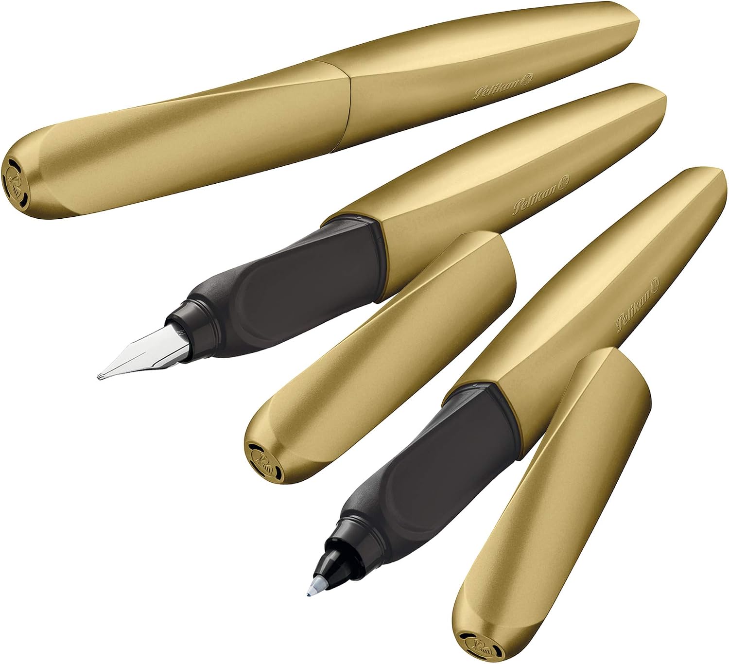 Pelikan Twist Fountain Pen with 1 Ink Cartridge, Medium Nib, Silver, Boxed (947101)