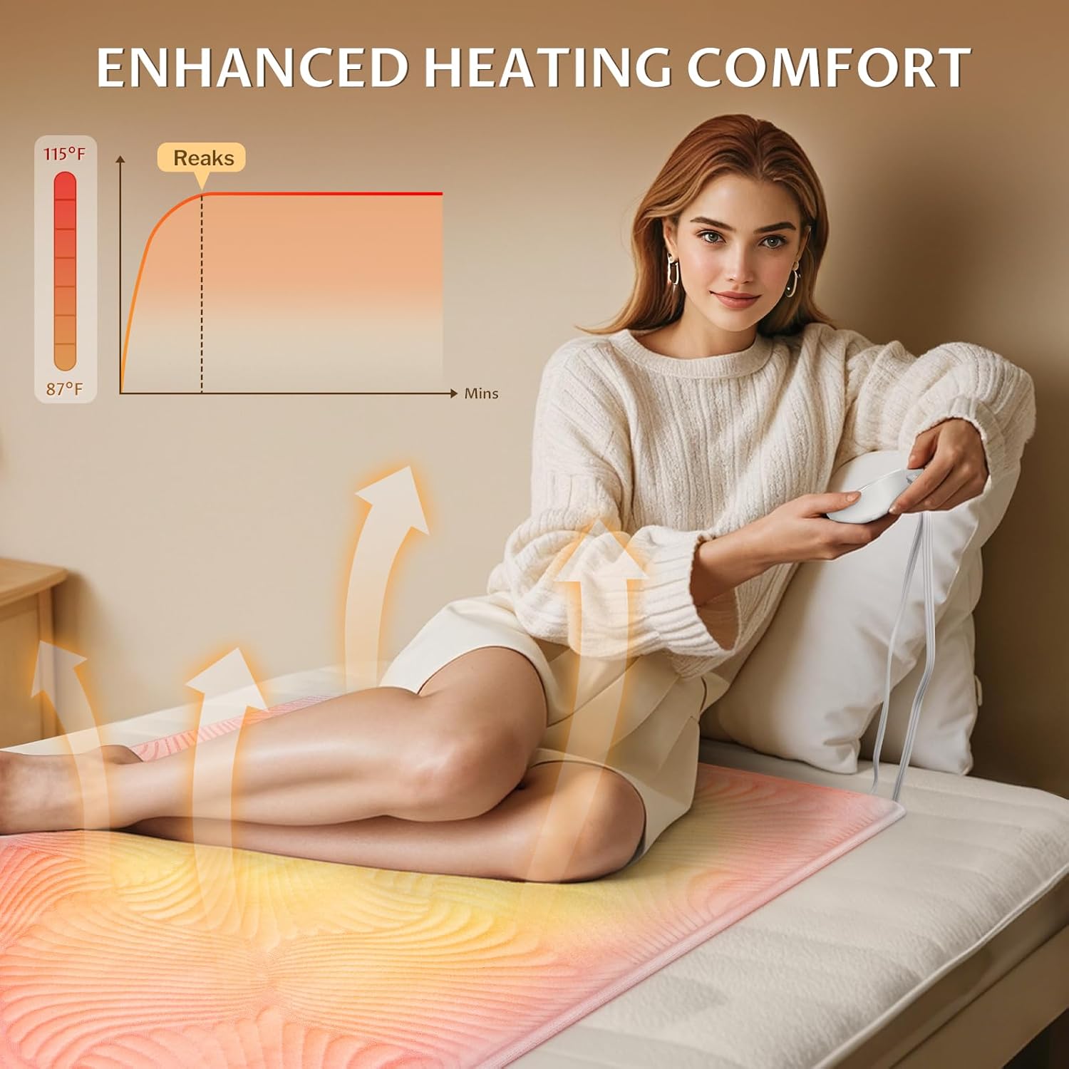 Heated Mattress Pad King, 3D Air Fabric, Preheat & Memory for Cold Winter