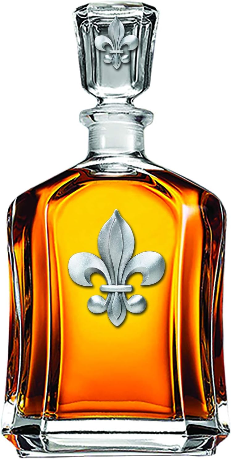 Marines Decanter – Eagle Globe & Anchor | 24 OZ Whiskey Decanter for Liquor with Airtight Stopper | Expertly Crafted Pewter Glass Clear