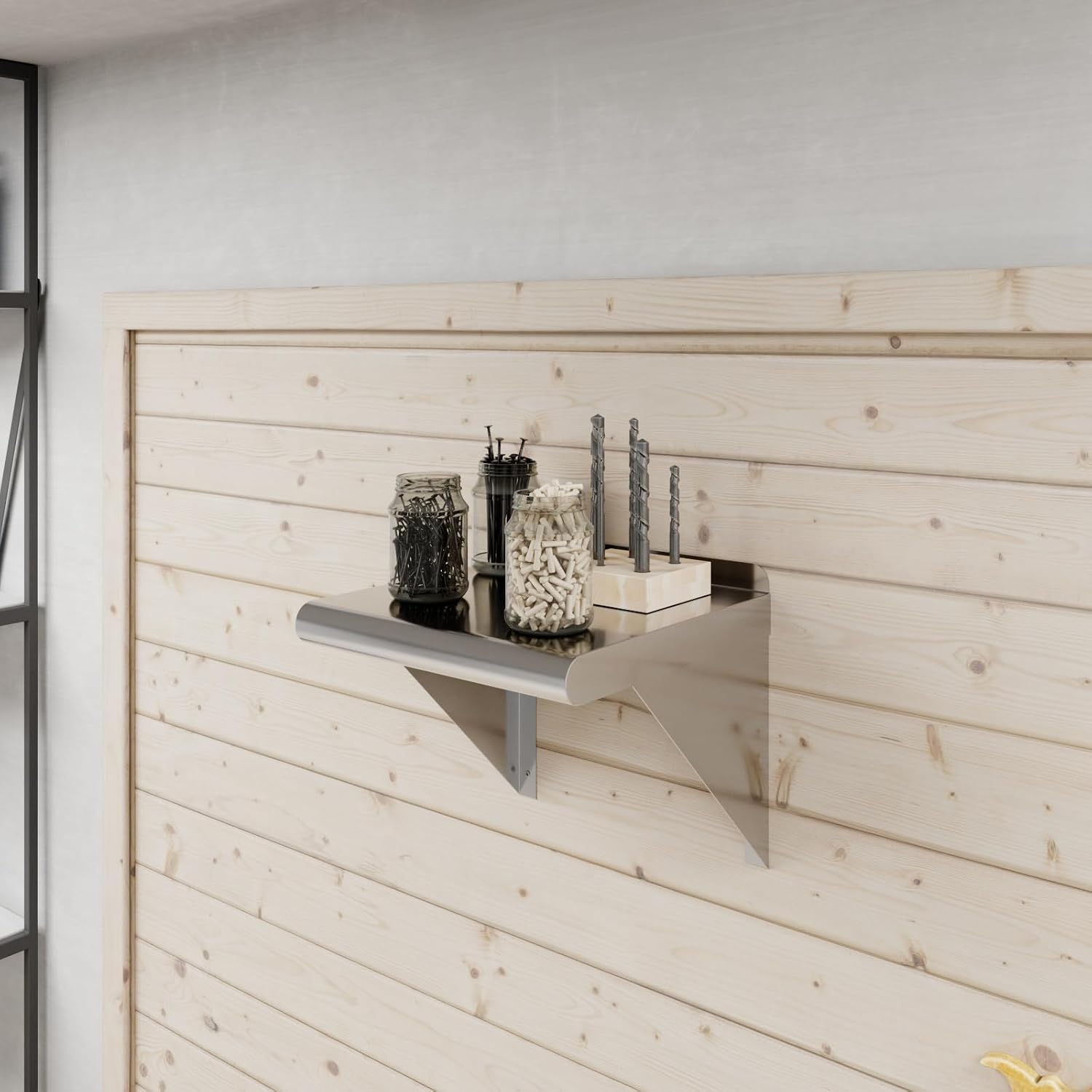 AmGood 24" Long X 18" Deep Stainless Steel Wall Shelf | NSF Certified | Appliance & Equipment Metal Shelving | Kitchen, Restaurant, Garage, Laundry, Utility Room