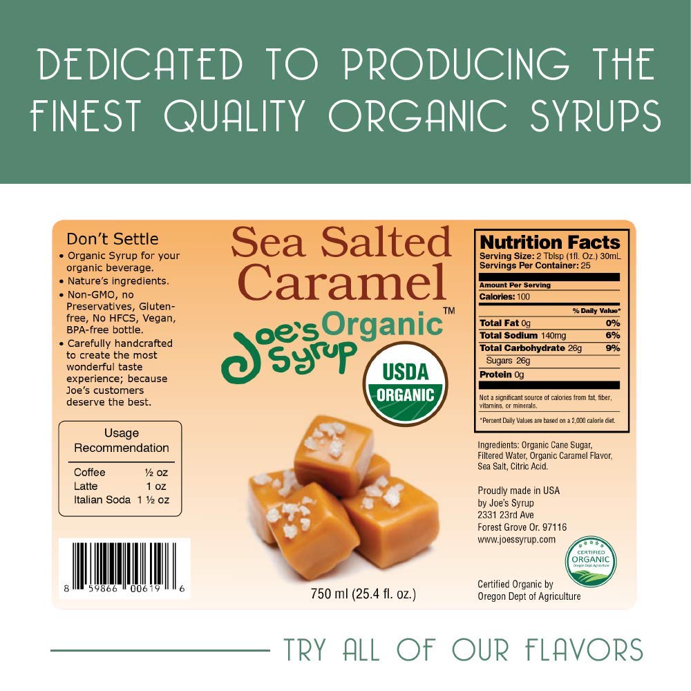 Joe’s Syrup Organic Flavored Syrup, Organic Strawberry, 750 ml | Vegan, gluten-free, Non-GMO, no HFCS; for cocktails & desserts