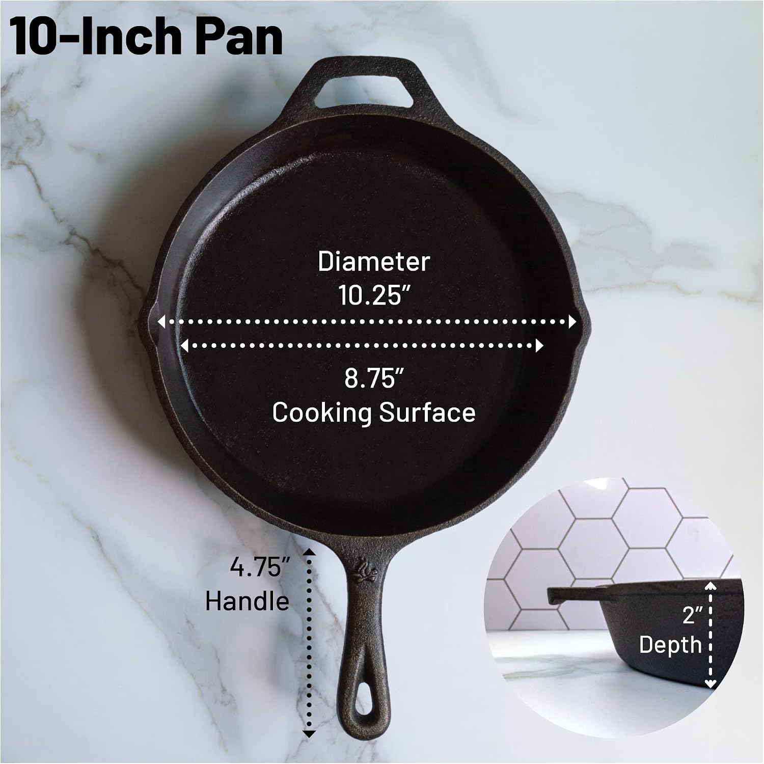 12 Inch Round Large Pre-Seasoned Cast Iron Skillet