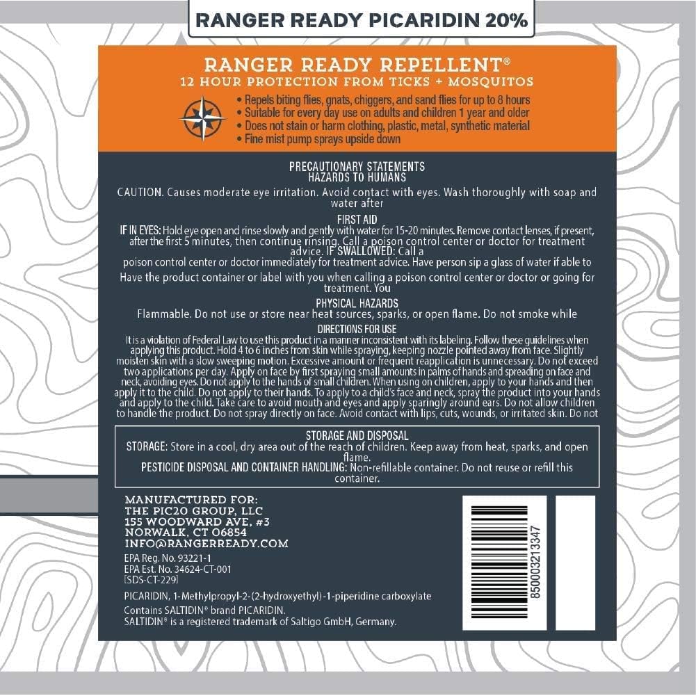 Ranger Ready P2Pak Permethrin + Picaridin Insect Repellent, Scent Zero 8 Oz