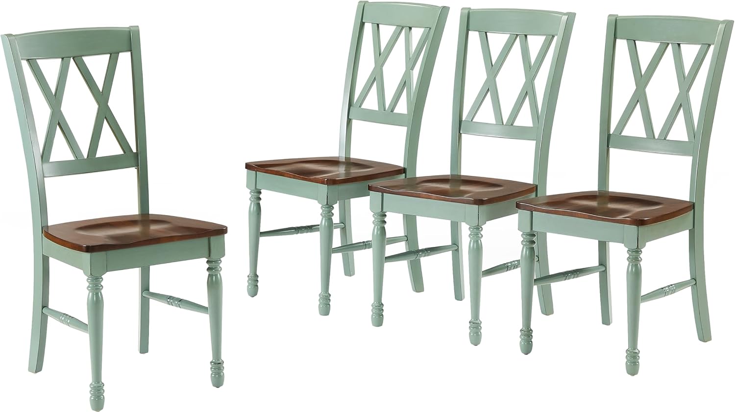 Crosley Furniture Shelby Traditional Wood X-Back Dining Room Chairs Set of 2, Kitchen Chair, Distressed White