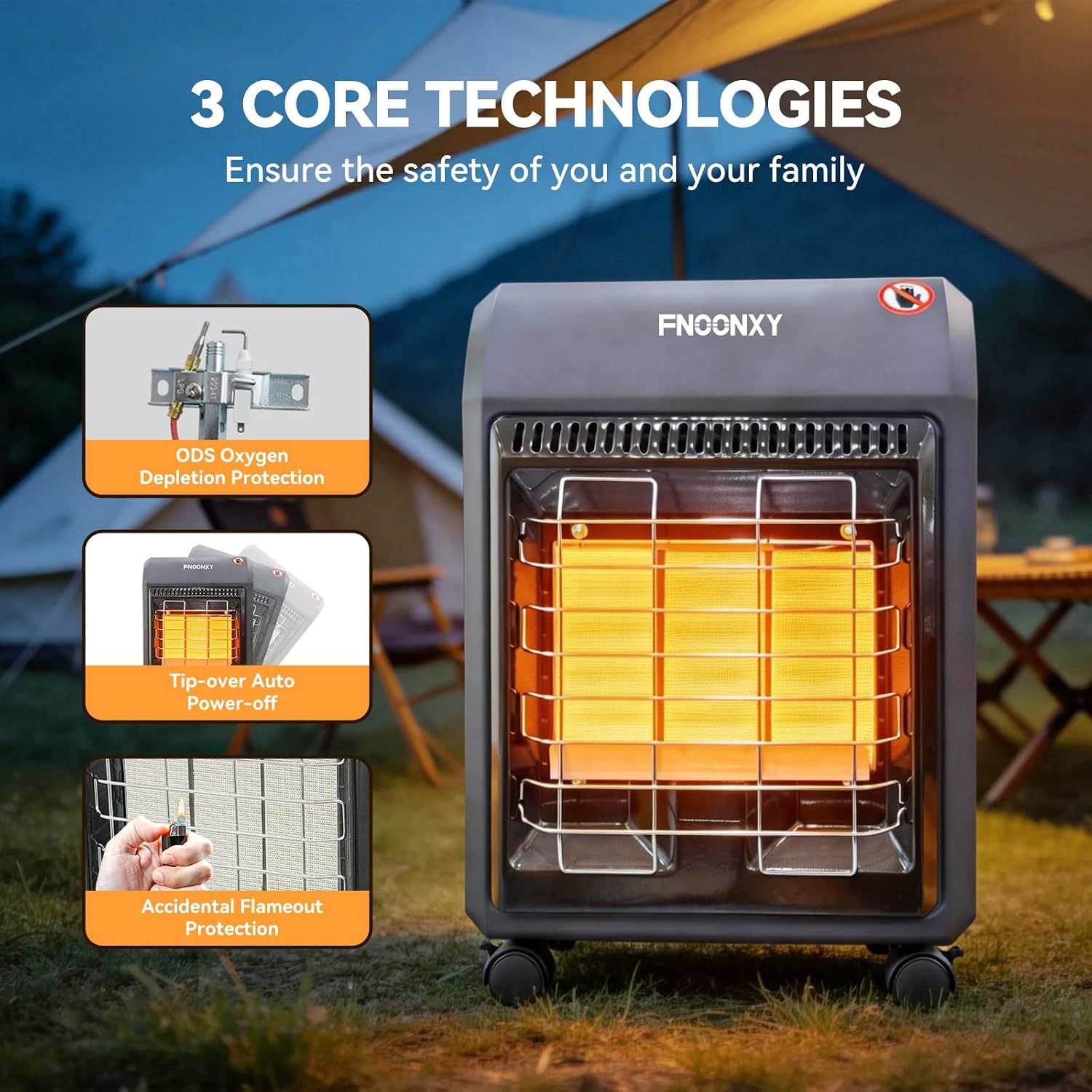 Propane Heater, 6400 to 18700 BTU Propane Cabinet Heater with 3 temperature settings & Tip-over Protection, Garage Radiator Heat up to 450 Sq.Ft