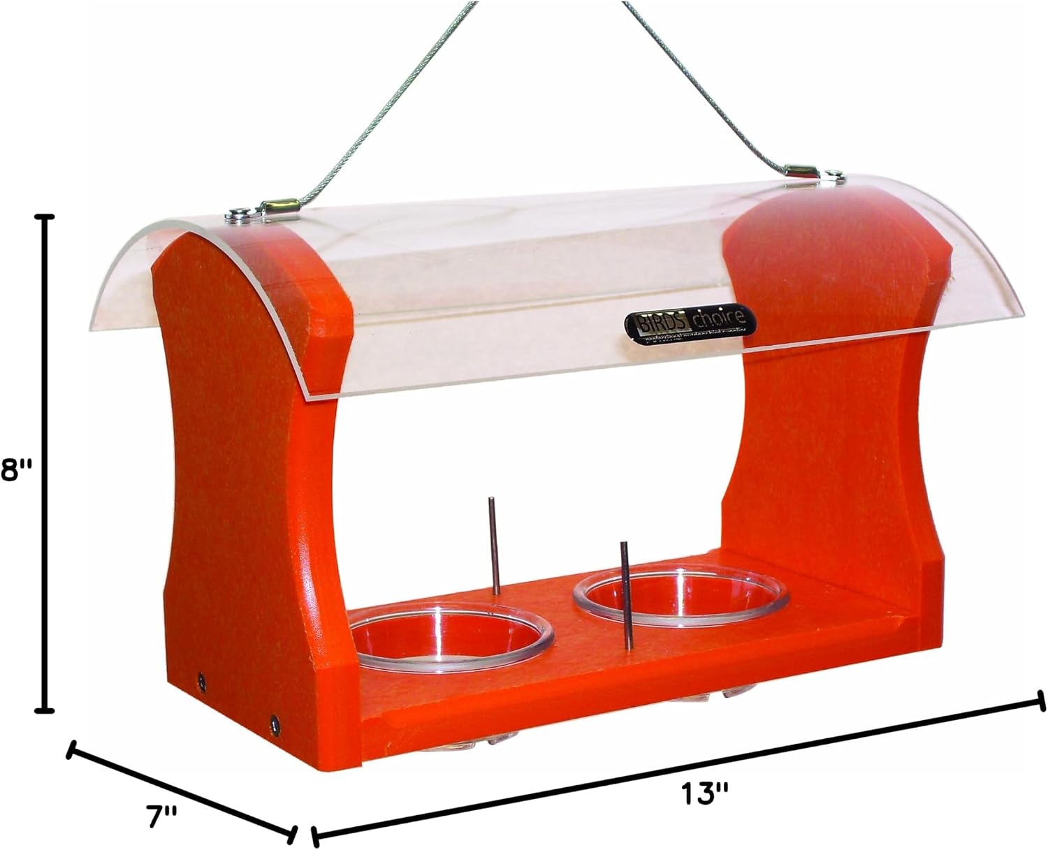 Birds Choice Oriole Bird Feeder | Hanging Bird Feeder for Jelly & Orange Halves | Includes Cup & Fruit Pegs | Recycled Plastic | Sturdy for Garden, Backyard, & Outdoor | 2 Cup Capacity, Orange | Includes Jelly Cup and Fruit Pegs, Recycled Plastic in Oran…