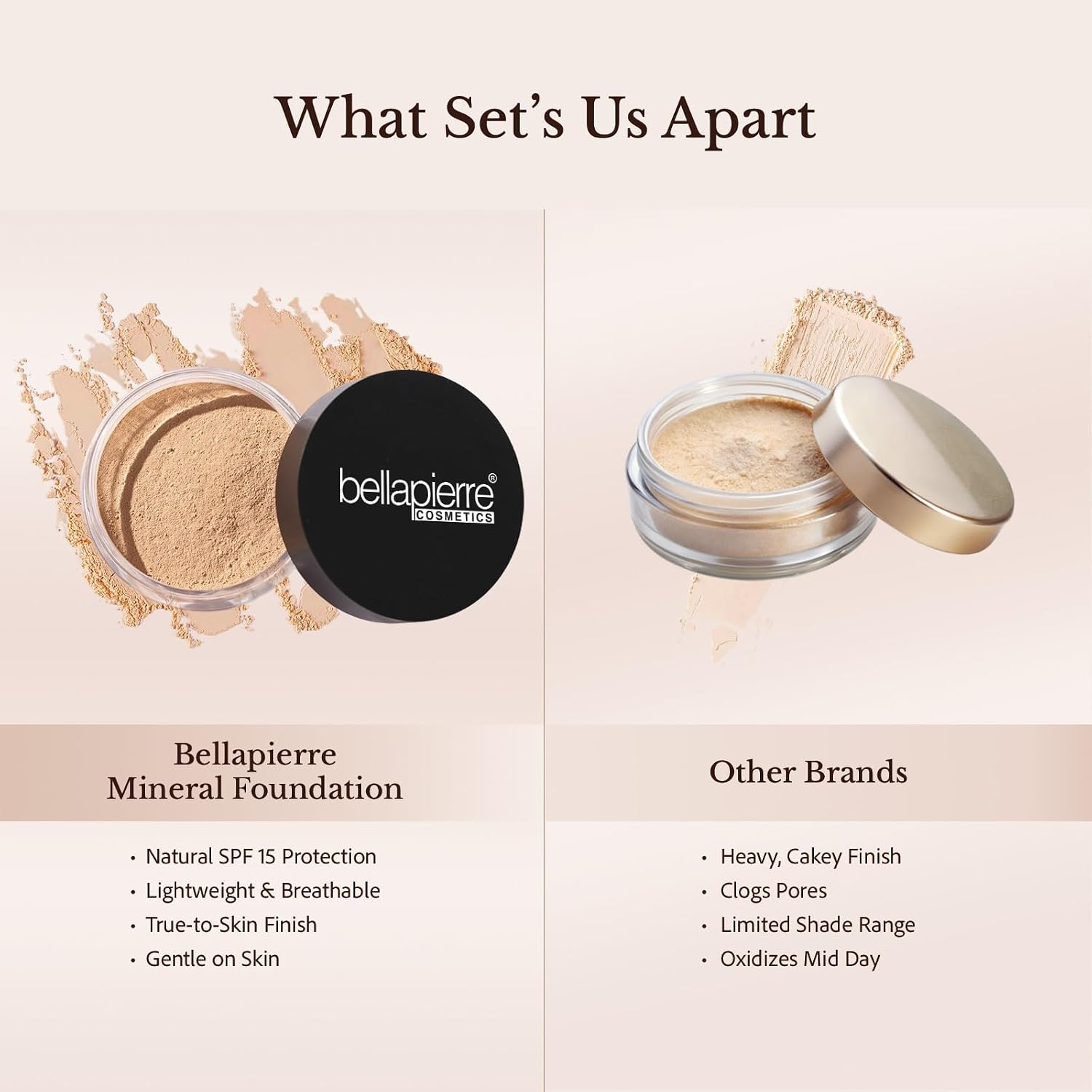 bellapierre Mineral Foundation SPF 15 - Loose Powder Foundation, Full Coverage Mineral Makeup with Matte Finish, Vegan, Cruelty Free, Hypoallergenic, Oil Free, Talc Free, 0.32 oz - Ivory