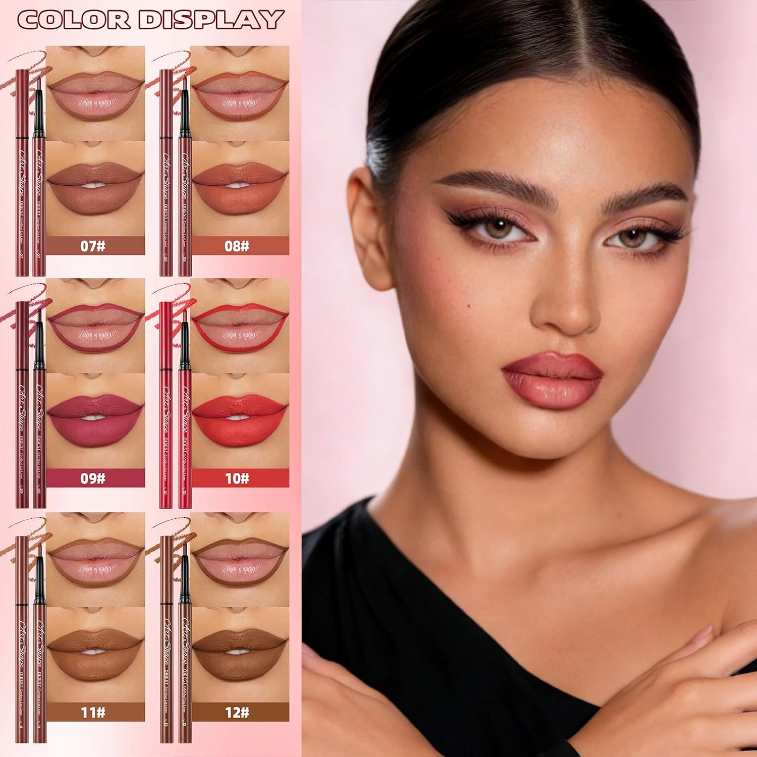 QiBest 7Pcs Matte Liquid Lipstick + 1Pcs Lip Plumper Makeup Set Kit, Pigmented Long Lasting Lip Gloss Set