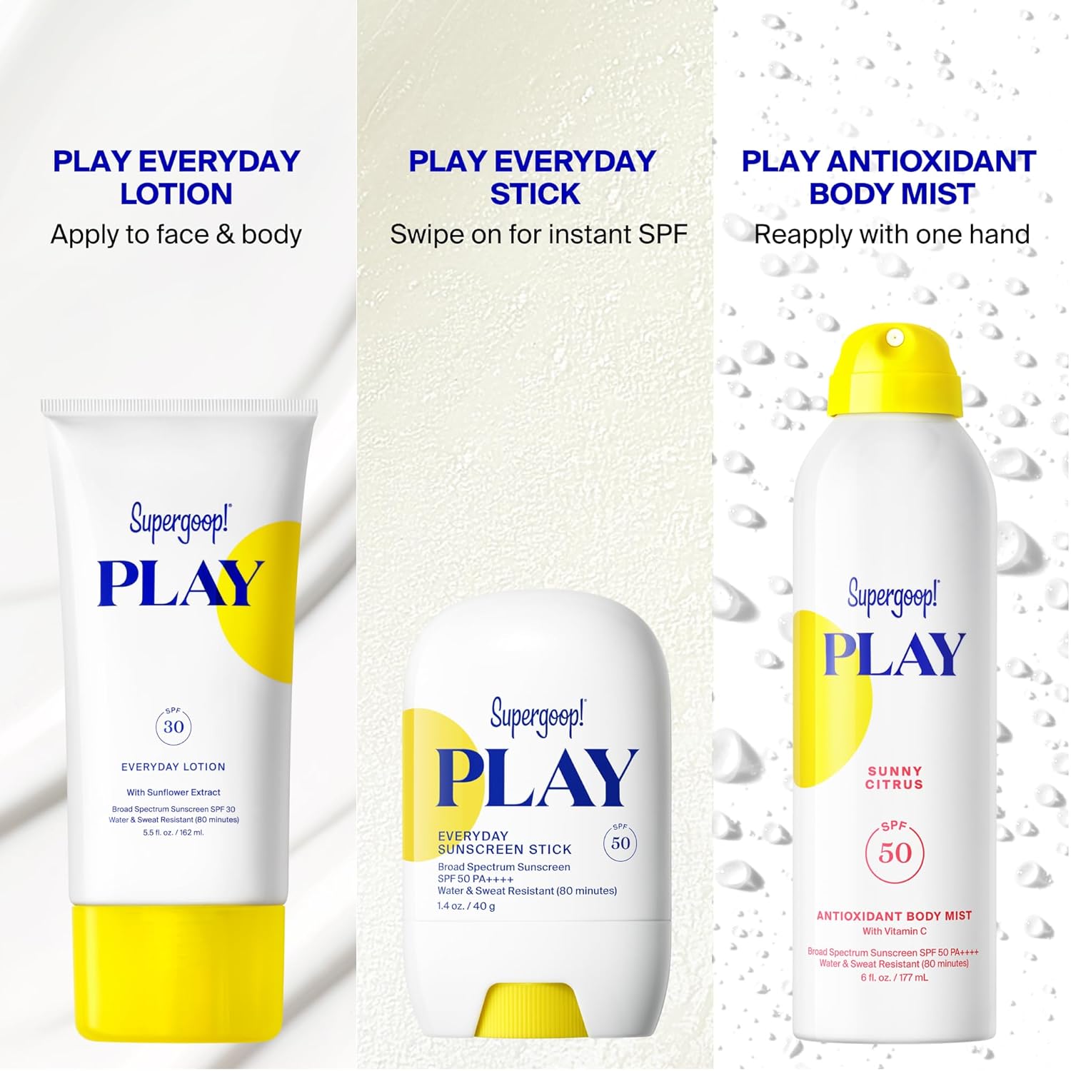 Supergoop! PLAY Everyday Lotion - Broad Spectrum Body & Face Sunscreen - Great for Active Days - Fast Absorbing, Water & Sweat Resistant