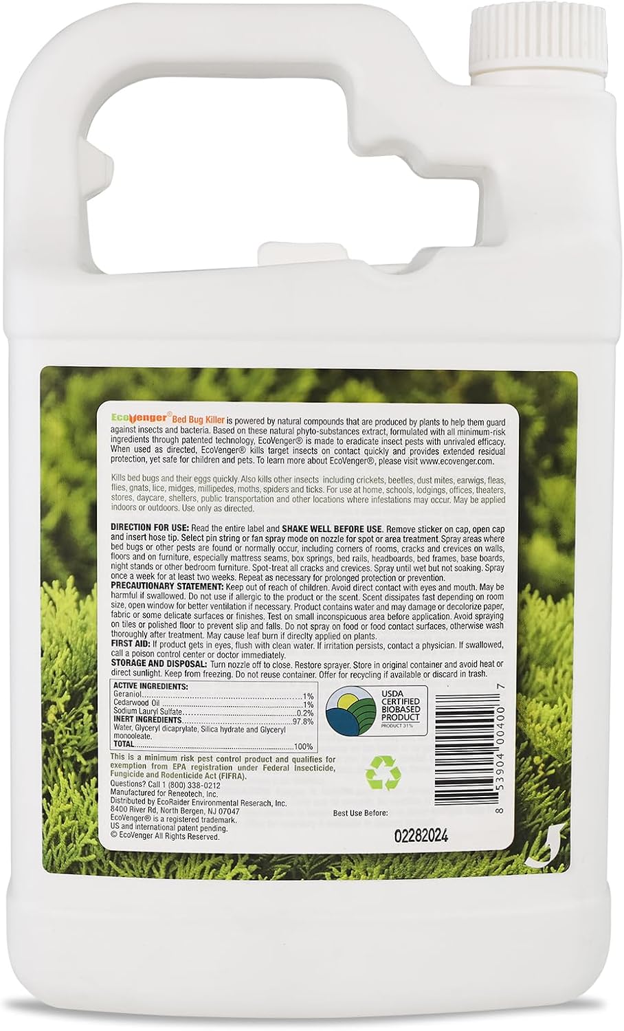 Bed Bug Killer 16 oz EcoVenger by EcoRaider, 100% Kill Efficacy, Bedbugs & Mites, Kills Eggs & The Resistant, Lasting Protection, USDA BIO-Certified, Plant Extract Based & Non-Toxic, Child & Pet Safe