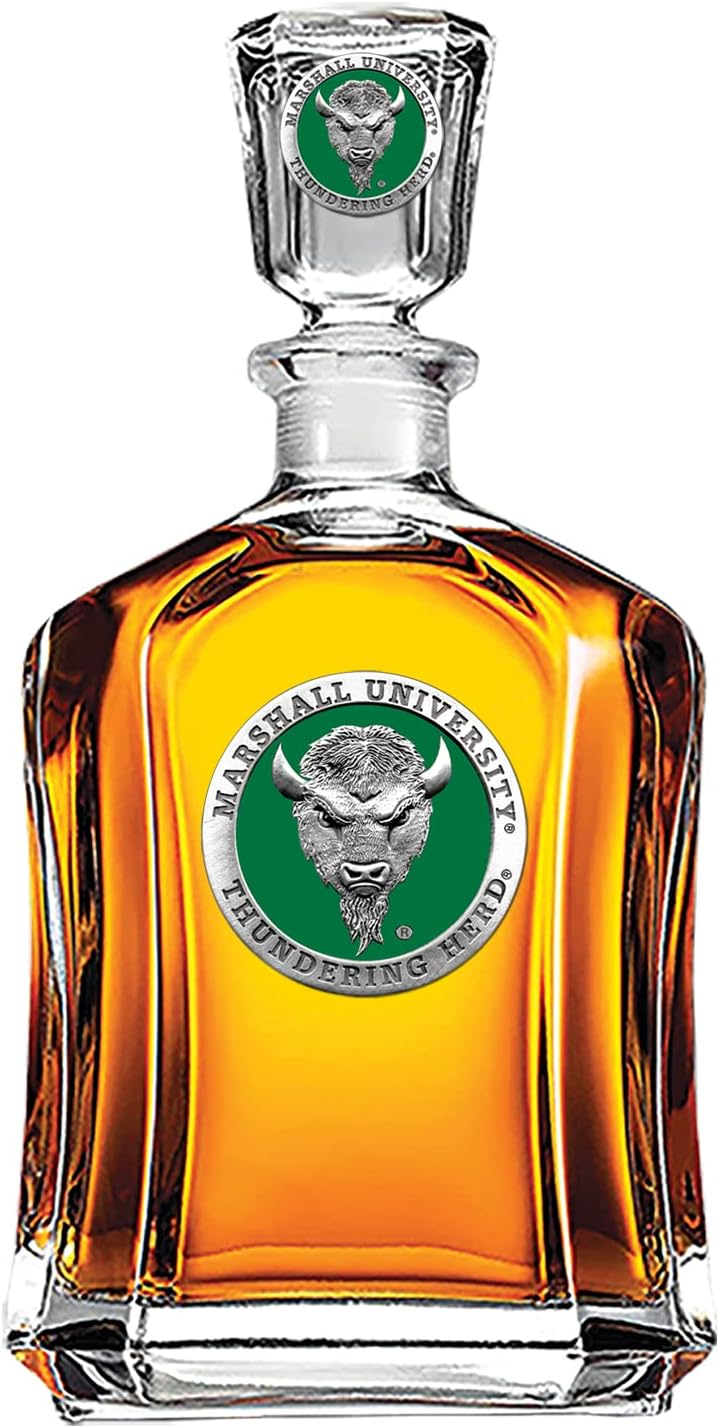 Marines Decanter – Eagle Globe & Anchor | 24 OZ Whiskey Decanter for Liquor with Airtight Stopper | Expertly Crafted Pewter Glass Clear