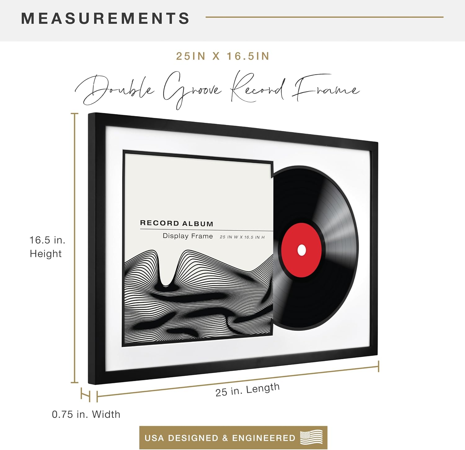 MCS Single Matted Record Album Frame, 15x15, Black