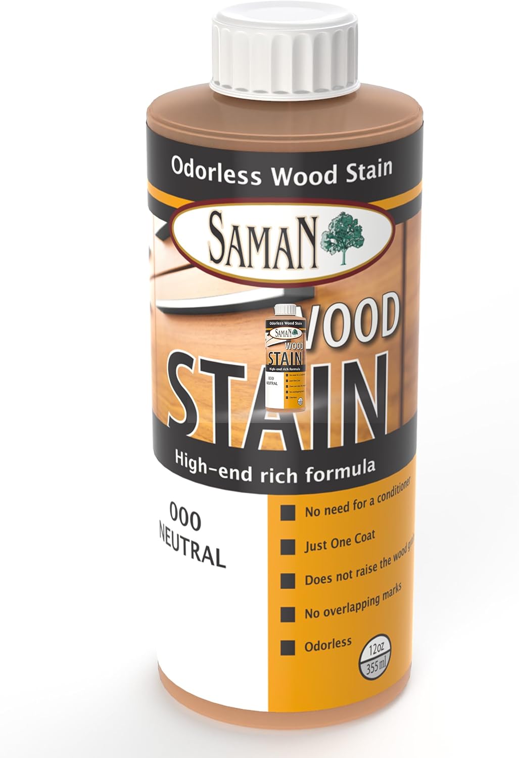 SamaN Interior Water Based Wood Stain - Natural Stain for Furniture, Moldings, Wood Paneling, Cabinets (Antique Walnut TEW-212-12, 12 oz)